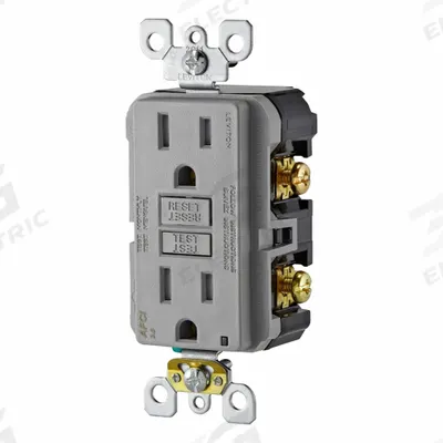 LEVITON Receptacle: Decorator Duplex, 5-15, Gray, 125V AC, 15 A, 2 Pole / 3 Wire (MPN AFTR1-GY) - General Purpose Receptacles