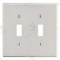 HUBBELL Wall Plate: Toggle, 2 Gang, Almond, Std Size (MPN P2LA). Key specifications — Brand: HUBBELL; Material: Polycarbonate.