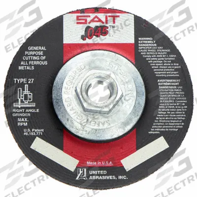UNITED ABRASIVES-SAIT Depressed Center Cut-Off Wheel: Type 27, 5" x 0.045" x 5/8"-11, Aluminum Oxide - General Purpose Cut-Off Wheels for Carbon & Stainless Steel