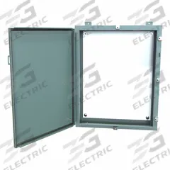 HAMMOND Electrical Enclosure: Steel, 30 in x 24 in x 6 in, NEMA 12/13/3R/4, w/Panel, Solid Cover (MPN 1418N4K6). Key specifications — Closure Method: Clamps; Brand: HAMMOND; Knockouts: Not Included.