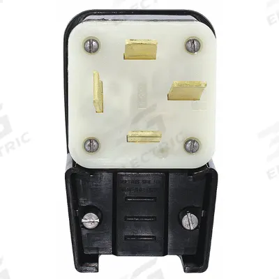 LEVITON Straight Blade Plug: 18-60P, 120/208V AC, 60 A, 4 Pole, 4 Blade, Black (MPN 8362-P) - Angled Plugs