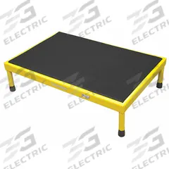 COTTERMAN Work Platform: 14 in Platform Ht - Max, 19 in Platform Wd, 24 in Platform Dp, Steel, 14 in (MPN 1AWP1924A8 A9-14 B1 C2 P1). Key specifications — Brand: COTTERMAN; Color: Yellow; Tread Type: Antifatigue Mat.