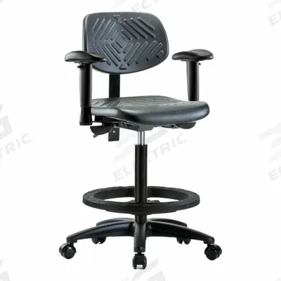 APPROVED VENDOR Ergonomic Chair: Polyurethane, Arms Included, Ht Range 23 1/4 in to 33 1/4 in - Polyurethane Lab Chairs