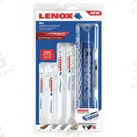 LENOX Reciprocating Saw Blade Set: For Ferrous Metals Workpiece Material, 9 Pieces, 10/18/24/6 (MPN 121439KPE). Key specifications — attr1132189: LENOX; attr1132196: (2) 818R 8 in 18 TPI Medium Metal Cutting Reciprocating Saw Blades.