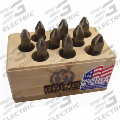 C.H. HANSON Hand Stamp Kit: 0 thru 9 (6 doubles as 9), 1/4 in Character Ht, 3 1/2 in Shank Lg - Heavy-Duty Sharp-Face Hand Stamps