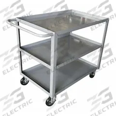 APPROVED VENDOR Utility Cart: 1,200 lb, 36 in L x 24 in W Shelf, 3 Shelves, Gray, Flat (MPN 9CM21). Key specifications — Caster/Wheel Configuration: (2) Rigid; Brand: APPROVED VENDOR; Caster Wheel/Tread Material: Polyurethane.
