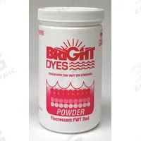 BRIGHT DYES Dye Tracer Powder: Red, Water Tracing Dye, 3 to 6 min, <100 ppb (MPN 105403). Key specifications — Brand: BRIGHT DYES; Dissolution Time: 3 to 6 min; Color: Red; Dye Type: Water Tracing Dye; Coverage: 60,000 gal (Strong Visual), 600,000 gal (Light Visual); Detectability: 100 ppb.