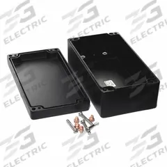 HAMMOND Enclosure: Die-Cast Aluminum, 8 in x 4 in x 3 in, NEMA 12/13/4/4X/6/6P, Screw On (MPN 1590Z150BK). Key specifications — Brand: HAMMOND; Closure Method: Screws; Knockouts: Not Included.