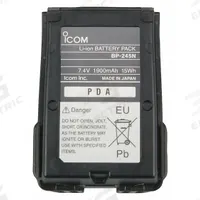 ICOM Radio Battery: Fits Icom, For M73 Series, 2,100 mAh, Lithium Ion, Waterproof, BP245H. Key specifications — Manufacturer Part Number: BP245H; Brand: ICOM; Compatible Radio Brand: Icom; Battery Type: Lithium Ion; Waterproof: Yes; Compatible Radio Series: M73; Compatible Radio Type: Handheld; Compatible Radio Manufacturer Model Number: M73.