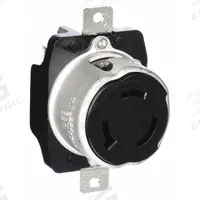 HUBBELL Locking Receptacle: Non-NEMA, Yellow, 125V AC, 50 A Current Rating, 2 Poles, 3 Wires (MPN HBL63CM70). Key specifications — Brand: HUBBELL.