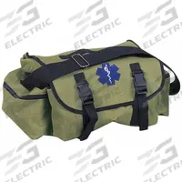 EMI Response Bag: 10 in L x 5 in W x 11 in D, Cordura Nylon, Green, 0-10 in/21-30 in, 0-10 in/30+ in (MPN 9312). Key specifications — Color: Green; Closure Type: Buckle; Features: Large Inside Pockets; Brand: EMI.