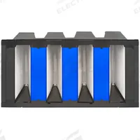 GRAINGER V-Bank Air Filter: 12 in x 24 in x 12 in, Fiberglass, Single Header, 4 Vs, Downstream Face (MPN 33E928). Key specifications — attr1286015: GRAINGER; attr1286018: Plastic; attr1286019: Fiberglass; attr1286016: Smoke.