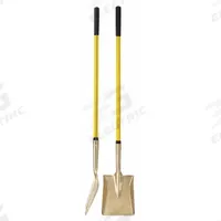 AMPCO Square Point Non-Sparking Shovel: Aluminum-Bronze Alloy Blade, Straight Handle Type (MPN S-82FG). Key specifications — Blade Color: Gold; Handle Color: Yellow; Blade Material: Aluminum-Bronze Alloy.