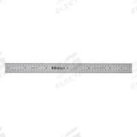 MITUTOYO Flexible Rule: 182-203, 6 in, 0.02 in Thick, 1/100 in/1/64 in, Chrome, Black, Flex, Vinyl. Key specifications — attr939978: 1/100 in; attr934745: MITUTOYO; attr944504: Inside Read; attr944509: Chrome; attr939993: Decimal; attr986193: Etched.