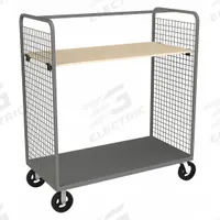 DURHAM MFG Stock Cart: 1,600 lb, Overall Dim. 30 in L x 60 in W x 69 in H, Adj, 2 Shelves, Rubber (MPN W2ST-306068-1AS-8MR95). Key specifications — Caster/Wheel Configuration: (2) Rigid; Color: Gray; Shelf Adjustability: Adjustable; Brand: DURHAM MFG.