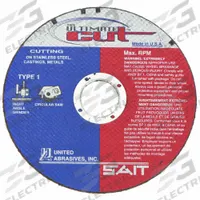 SAIT Abrasive Cut-Off Wheel: Type 1, 5" x 0.045" x 7/8", Aluminum Oxide, 36 Grit, The Ultimate Cut (MPN 22235). Key specifications — Series: The Ultimate Cut; Brand: UNITED ABRASIVES-SAIT.