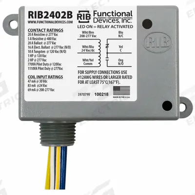 RIB Enclosed Pre-Wired Relay: 20 A Rating, SPDT - General Purpose Power Relays
