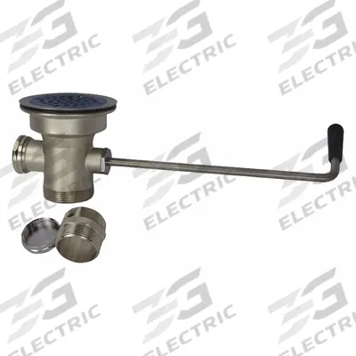 DOMINION COMMERCIAL FAUCETS Drain Assembly: Brass, Chrome, 2 1/2 in Overall Ht - Sink Drains with Lever-Activated Stopper