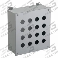 HAMMOND Push Button Enclosure: 30mm, 16 Holes, Carbon Steel, NEMA 12/13 (MPN 1437S). Key specifications — attr211299: HAMMOND; attr1043605: Oil-Tight and Dust-Tight.