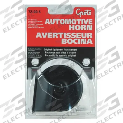 GROTE Electric Horn: 12V DC, High Tone, Electric, Black, Enamel, 125 dB Sound Level - Max - Electric-Powered Horns