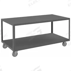 DURHAM MFG Work Table: Fixed Ht, Steel, 60 in x 30 in, 1,200 lb Overall Load Capacity (MPN HMT-3060-2-95). Key specifications — Unit Type: Not Expandable or Modular; Assembly: Fully Assembled; Wheel Material: Phenolic; Frame Material Finish: Powder Coated; Mobility: Casters; Height Adjustability: Fixed Height; Frame Construction: Welded Only; Brand: DURHAM MFG.