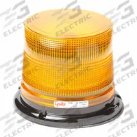 GROTE Strobe Light: Strobe, Amber, 6 7/16 in Overall Wd, 5 5/16 in Overall Ht, LED, 12V DC (MPN 77813). Key specifications — Operating Voltage: 12V DC; Number of Flash Patterns: 14; Electrical Connection: Blunt Cut Wires; Mount Type: Magnetic; Brand: GROTE; Shape: Round; Lighting SAE Class Rating: SAE Class 2.