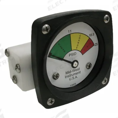 MIDWEST INSTRUMENT 3-Color Differential Pressure Indicator: 1,000 psig Max - Differential Pressure Indicators