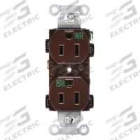 HUBBELL Receptacle: Duplex, 5-15, Brown, 125V AC, 15 A, 2 Pole / 3 Wire (MPN BR15WR)