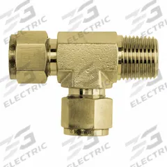 BRENNAN INDUSTRIES Compression Tee Fitting: 3/8 in OD x 3/8 in Pipe x 3/8 in OD Size, Brass (MPN N2605-06-06-06-B). Key specifications — Compatible Fitting Brands: Swagelok; Brand: BRENNAN INDUSTRIES; Series: N2605.