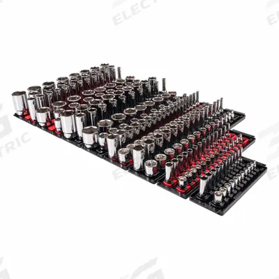 TEKTON Socket Set: 1/4 in, 3/8 in, 1/2 in Drive, 214 Piece, 6-Point - SAE & Metric Socket Sets