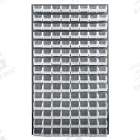 QUANTUM STORAGE SYSTEMS Louvered Panel: 61 in x 36 in x 1 in, 1 Sides, 120 Bins, Gray (MPN QLP-3661-220-120CL). Key specifications — Bin Style: Hang and Stack; Color: Gray; Bin Color: Clear; Finish: Powder Coated; Brand: QUANTUM STORAGE SYSTEMS.