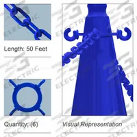 Traffic Cone Chain Connector Kit: Non-Reflective, Blank, 1 3/8 in Ht, Plastic, 5/8 in Wd, 4 in Dia (MPN 97426-KIT). Key specifications — Length: 50 ft; Brand: MR. CHAIN; Color: Blue; For Use With Product Type: Traffic Cones; Legend: Blank; Material: Plastic; Includes: (6) Cone Chain Connectors.