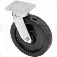 RWM Plate Caster: Swivel, Phenolic, 8 in Wheel Dia, 2 in Wheel Wd, 10 1/8 in Mounting Ht, Roller (MPN 65-DUR-0820-S). Key specifications — Wheel/Tread Color: Black; Brand: RWM; Roll Up: Swivel.