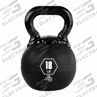 CHAMPION SPORTS Kettle Bell: 18 lb, Black, Rubber, Round - Kettle Bells