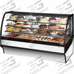 TRUE REFRIGERATION Refrigerated Merchandiser: 49 1/8 in x 77 1/4 in x 39 in, Silver, Curved Glass (MPN TDM-R-77-GE/GE-S-W). Key specifications — attr1277723: TRUE REFRIGERATION; attr1277683: R-290; attr1277691: No; attr1277694: Silver; attr1280716: Curved Glass; attr1280729: TDM.