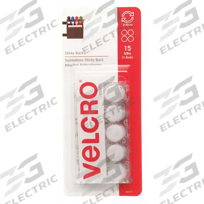 VELCRO BRAND Hook-and-Loop Fastener: Disc, 5/8 in Overall Dia, Hook-and-Loop, White - Pre-Cut Discs