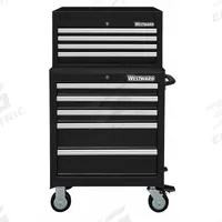 WESTWARD Tool Chest and Cabinet Combination: 9 Drawers, Light Duty, Keyed, Black / Powder Coated (MPN 7CX98). Key specifications — attr1116680: Black; attr1116684: Ball Bearing; attr1116690: WESTWARD; attr1116659: Keyed; attr1116661: Top Chest 26 in W x 16-1/2 in D x 18-1/2 in H.