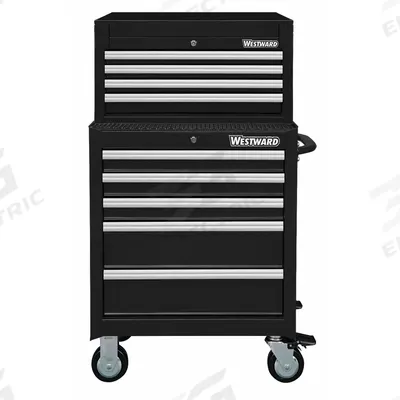 WESTWARD Tool Chest and Cabinet Combination: 9 Drawers, Light Duty, Keyed - Light-Duty Top Chest & Rolling Cabinet Combos