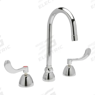 ZURN Gooseneck Kitchen/Bathroom Faucet: AquaSpec, Brass, Widespread, Deck, 3 Mounting Holes - Widespread Kitchen Faucets