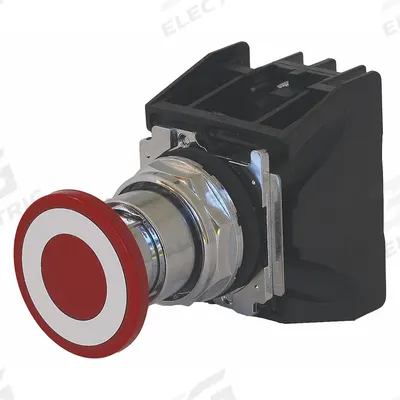 EATON Mushroom Head Push Button: 30 mm, Metallic, Mushroom Head Profile - Illuminated Mushroom-Head Push Buttons