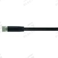 Cordset: M8 Female Straight X Bare Wire, 3 Pins, Black, PUR, 5 m Cable Lg, 24 AWG Wire Size (MPN 7000-08041-6300500). Key specifications — Cable Jacket Color: Black; End 1 Mounting Orientation: Straight; End 1 Gender: Female; End 1 Connection Type: M8; Cable Jacket Material: PUR; Brand: MURRELEKTRONIK; IP Rating: IP66K; End 2 Connection Type: Bare Wire.
