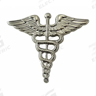 HEROS PRIDE Metal Rank Insignia: Medical Officer, 1 in, Silver, Metal, Clutch Pin - Metallic Insignia