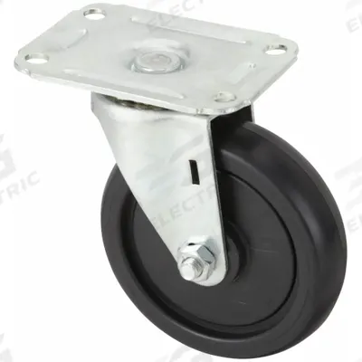 APPROVED VENDOR Plate Caster: Swivel, No Brake, Polyolefin, 4 in Wheel Dia, 1 in Wheel Wd - Light-Duty Plate Casters