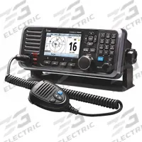 ICOM Marine Mobile Two-Way Radio: VHF, Analog and Digital, DSC, 25 W, 88 Channels, Alphanumeric, GPS (MPN M605 41 USA). Key specifications — attr920640: Marine; attr920639: Marine Mobile Two-Way Radio; attr920621: Weather and Alert Channels; attr920622: IPX8; attr920595: M605 41 USA; attr920607: ICOM; attr920646: FCC Part 80; attr920661: Analog and Digital.