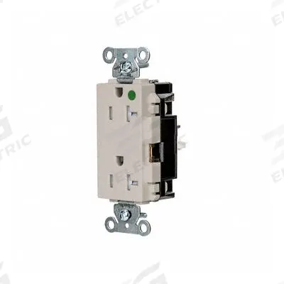 HUBBELL Receptacle: Hospital Grade, Decorator Duplex, 5-20R, Light Almond, 125V AC - General Purpose Receptacles