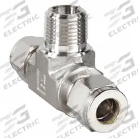PARKER Compression Tee Fitting: 1/2 in OD x 1/2 in OD x 3/8 in Pipe Fitting Size, Stainless Steel (MPN 8MBT6N-316). Key specifications — Compatible Fitting Brands: Parker A-LOK; Brand: PARKER.