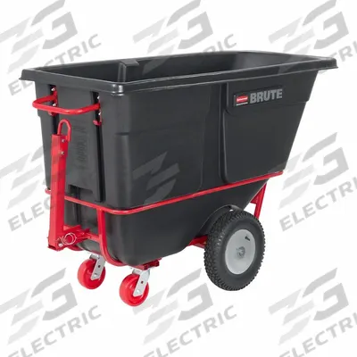 RUBBERMAID COMMERCIAL PRODUCTS Tilt Truck: 27 cu ft, 2,100 lb, (2) Axle-Mounted/(2) Swivel - Towable Steel-Reinforced Plastic Tilt Trucks