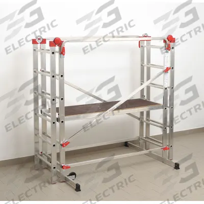 HAILO Scaffold: Aluminum, 7.6 ft, 23.6 in x 13.4 in - Foldable Telescoping Scaffold & Tower System