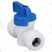 USA INDUSTRIALS Manual Two-Way Ball Valve: 1/4 in, Acetal, Straight, Push x Push, Std Port Ball Port (MPN ZUSA-VLV-76). Key specifications — Brand: USA INDUSTRIALS; Handle: Wedge.