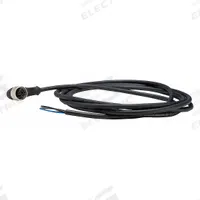 Cordset: M12 Female Right Angle X Bare Wire, 4 Pins, Black, PUR, 2 m Cable Lg, 3 A Max Current (A) (MPN XZCP1241L2). Key specifications — Cable Jacket Color: Black; End 1 Gender: Female; End 1 Mounting Orientation: Right Angle; End 2 Connection Type: Bare Wire; IP Rating: IP67; Brand: TELEMECANIQUE SENSORS; Wire Size: 18 AWG; Cable Jacket Material: PUR.